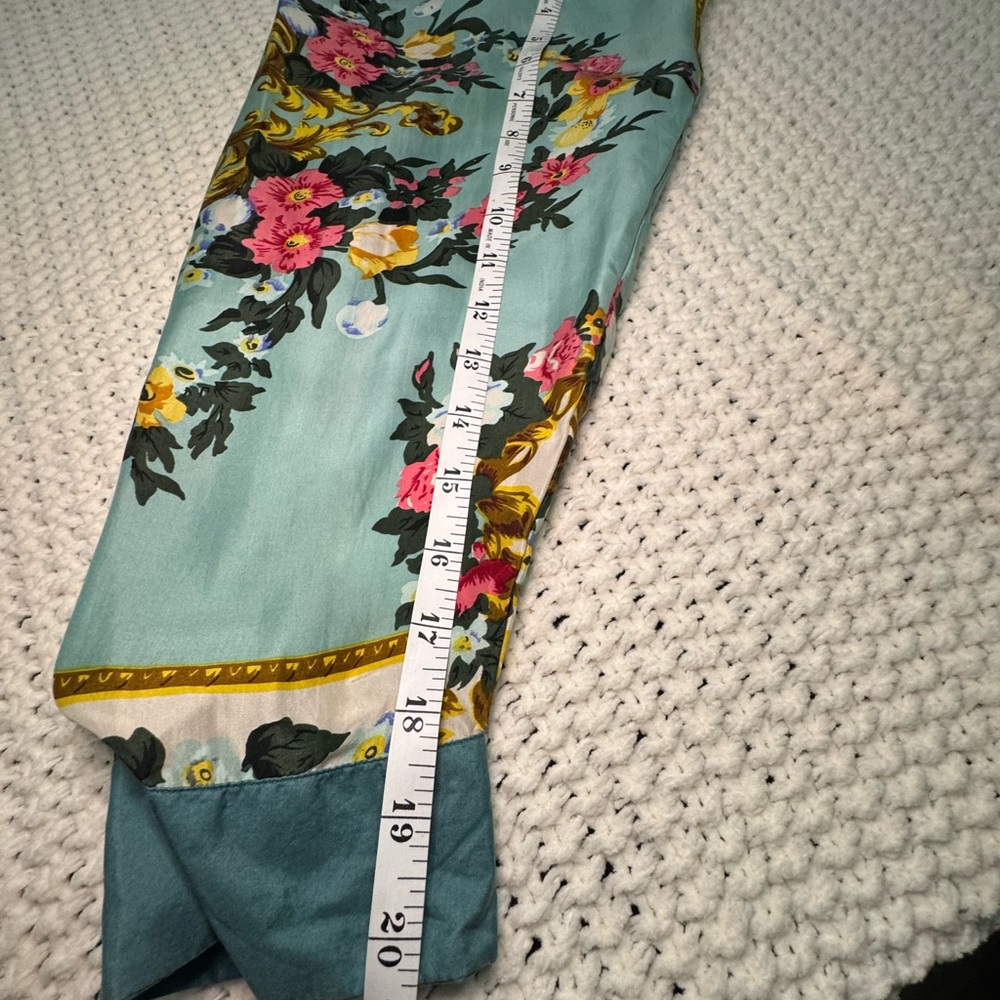 Elegant Vintage Floral Silk Blouse - Teal & Multicolor size L - Picture 12 of 13